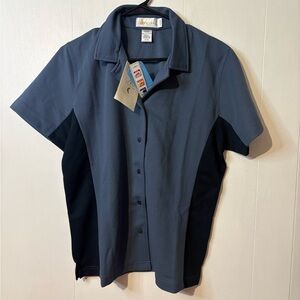 Women's Two-Tone Blue Button Down Shirt